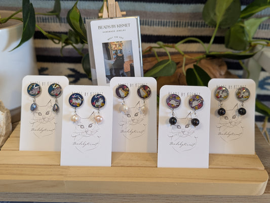 Garden Cat with Freshwater Pearls - Silver 🩶